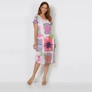 Art Abstract Printed Dress- Pink