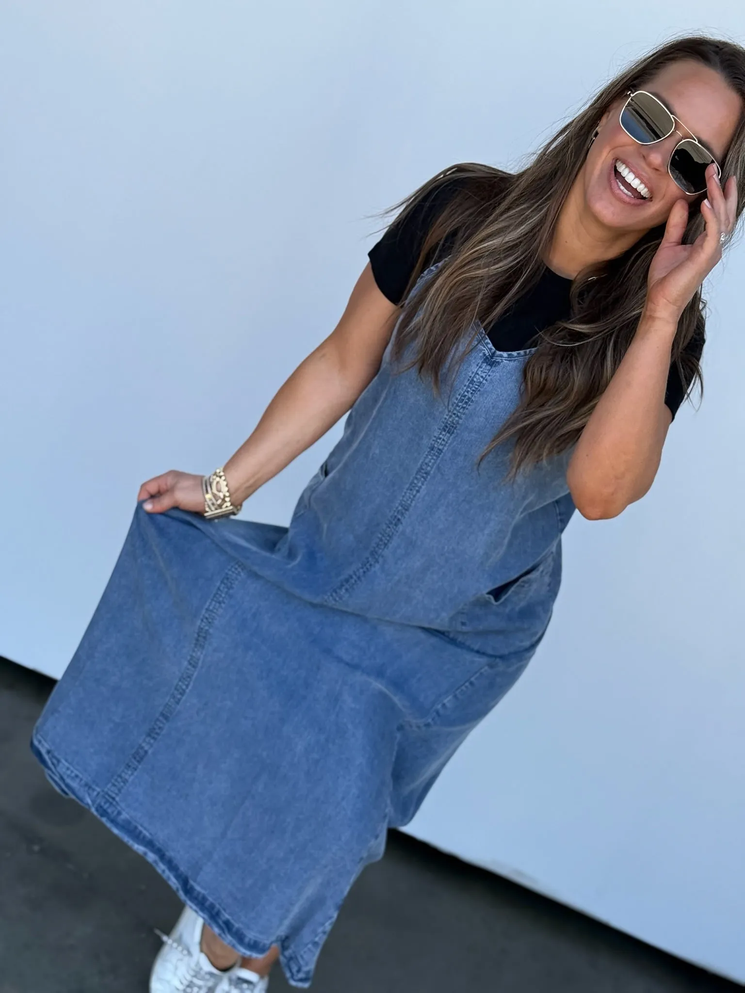 Denim Pocket Overall Dress