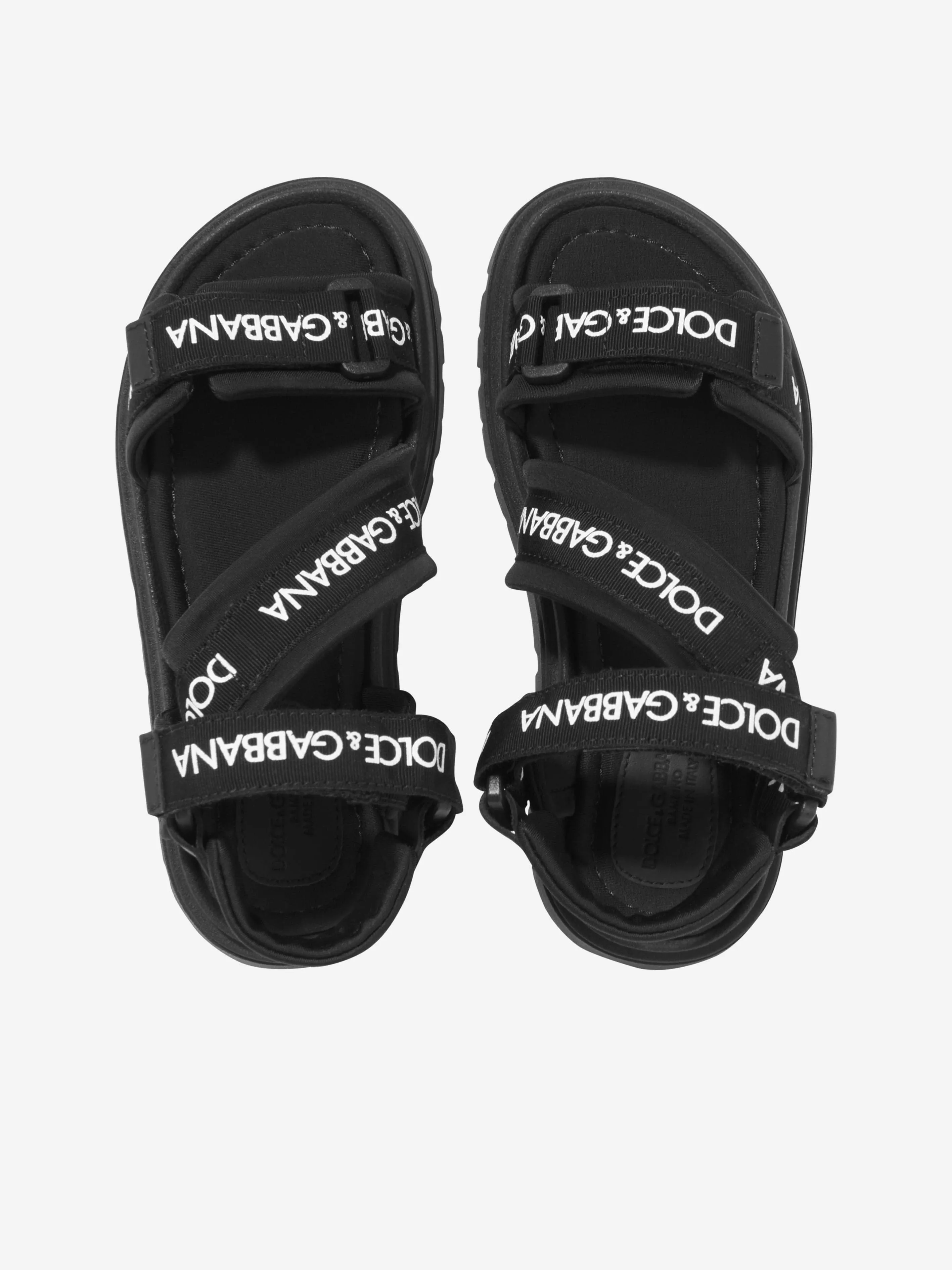 Dolce & Gabbana Boys Technical Fabric Logo Sandals in Black