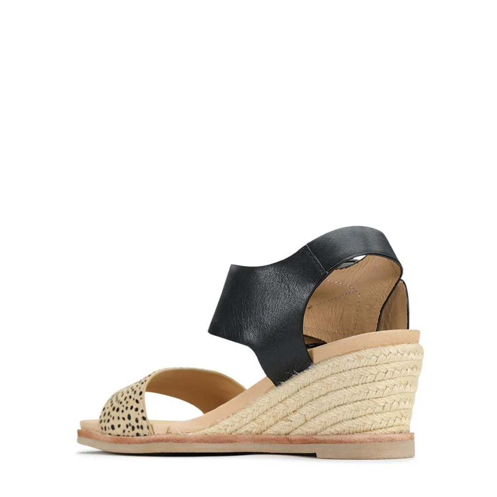 EMPATHY LEATHER ESPADRILLE WEDGE SANDALS