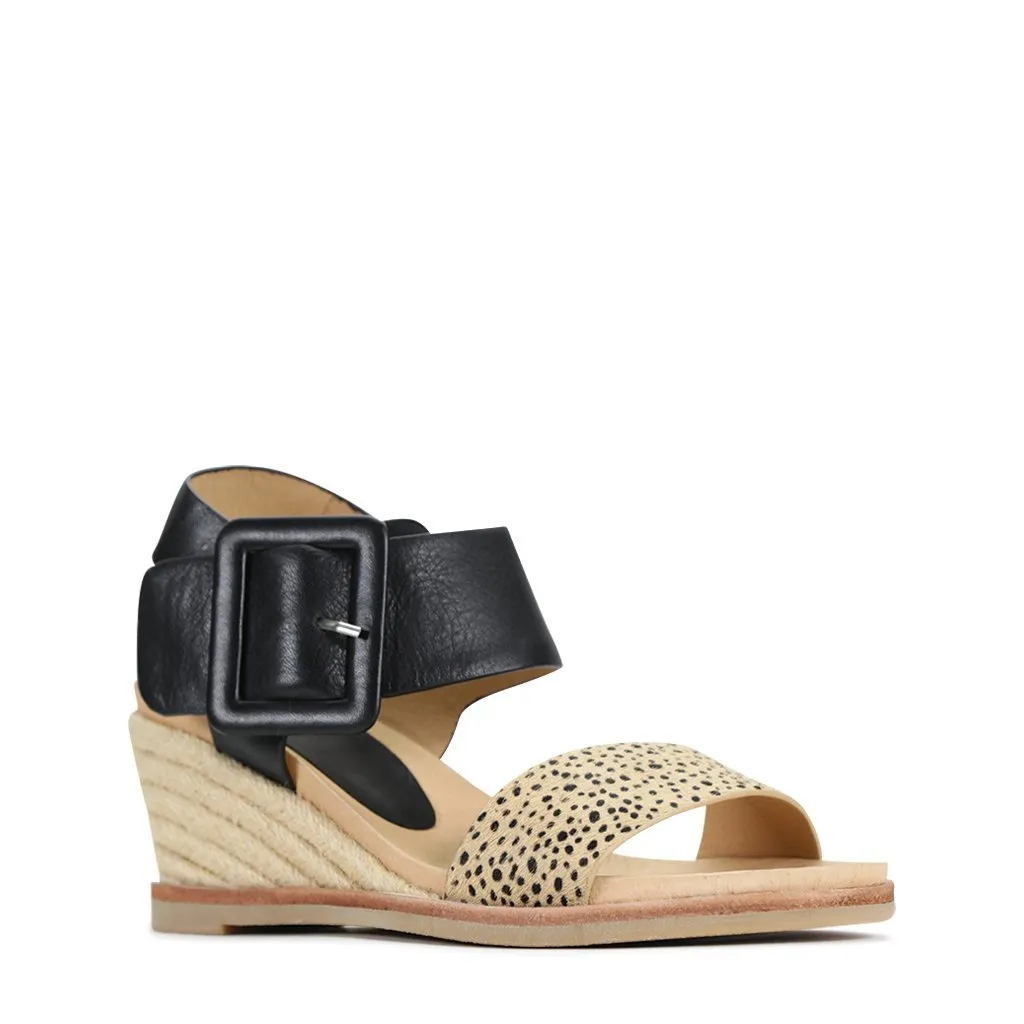 EMPATHY LEATHER ESPADRILLE WEDGE SANDALS