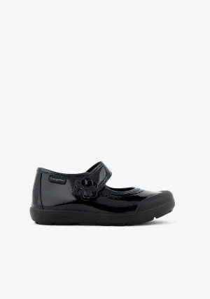 Girl's Navy Washable Patent Leather School Shoes