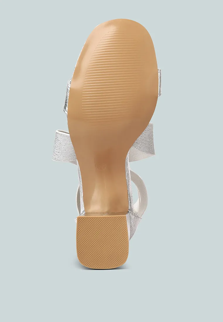 Huskies Metallic Faux Leather Block Heel Sandals by London Rag
