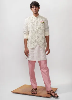 Ivory Baagh Zari Embroidered Bandi Set
