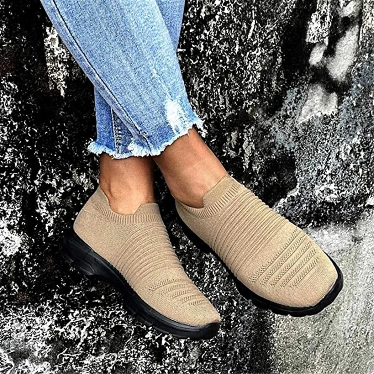 Ladmiple Walking Shoes Women Comfort Slip On Sneakers Tennis Workout Gym Shoes Non Slip Fashion Running Athletic Shoes