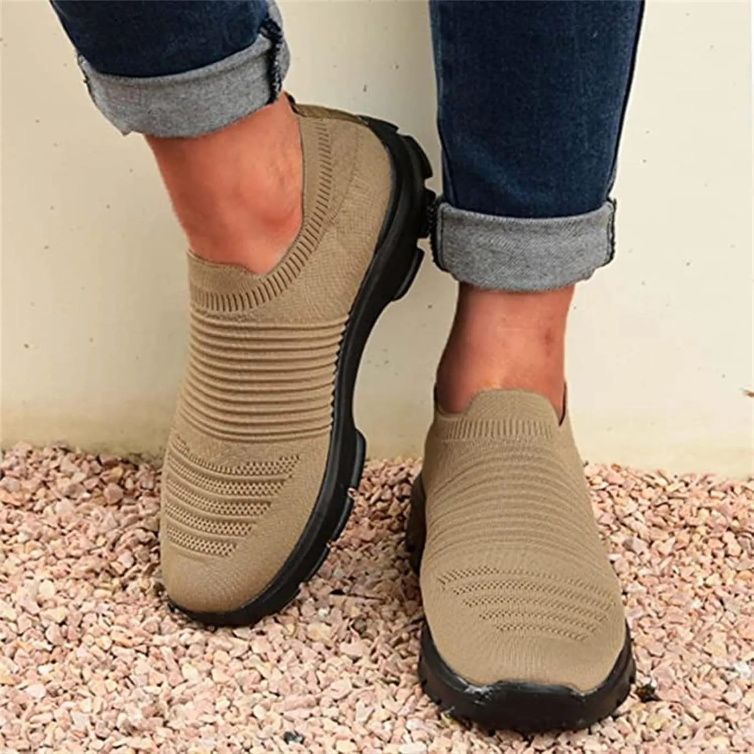 Ladmiple Walking Shoes Women Comfort Slip On Sneakers Tennis Workout Gym Shoes Non Slip Fashion Running Athletic Shoes