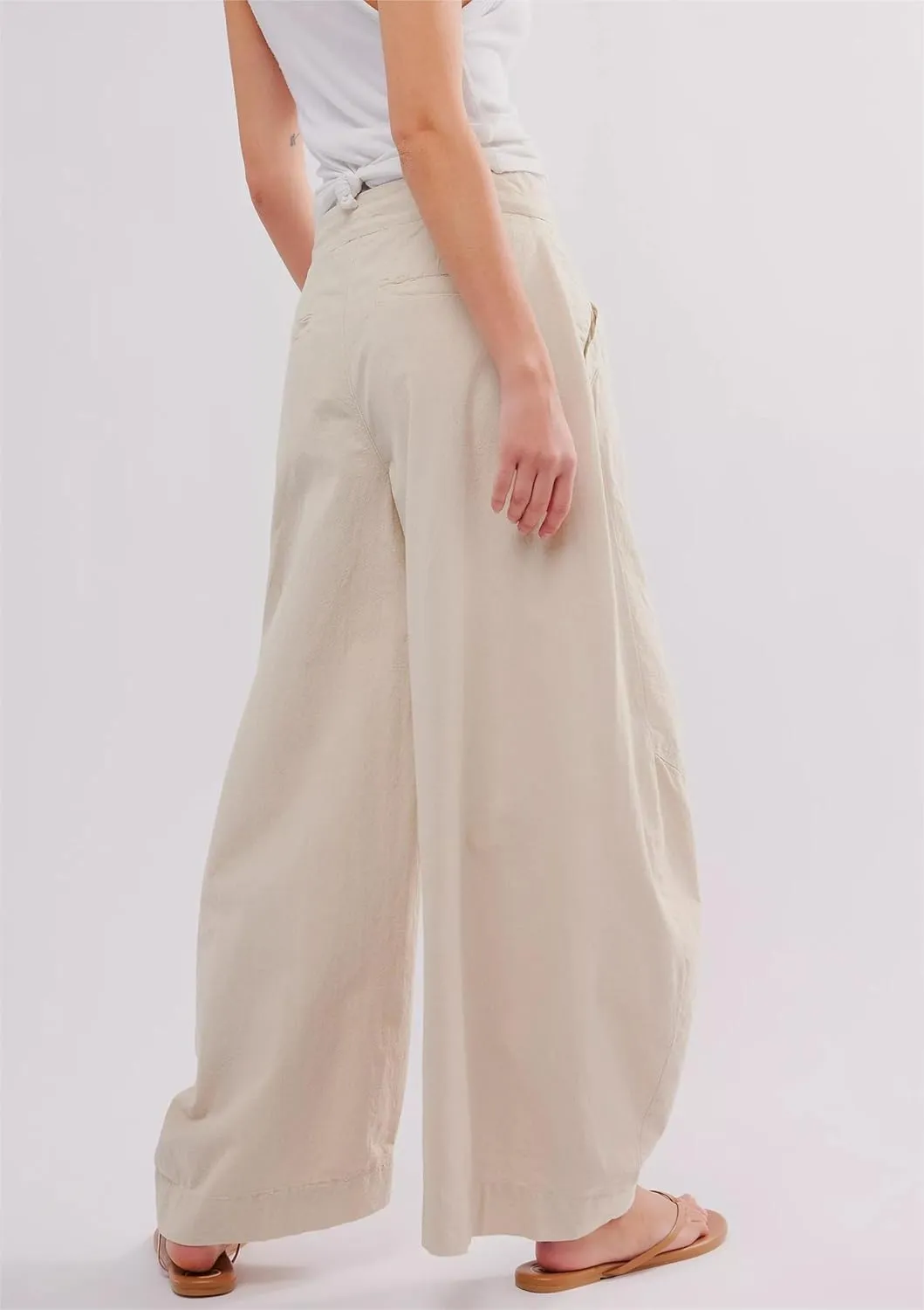 LifeShe Women's Wide Leg Baggy Pants High Rise Barrel Pant Loose Boyfriend Trousers with Pockets