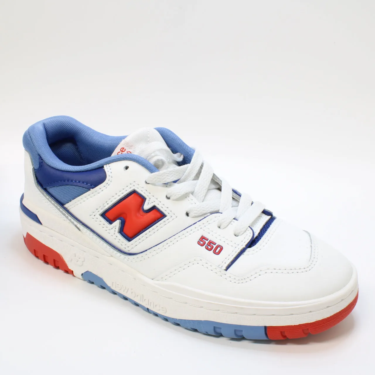 Odd Sizes - Kids New Balance BB550 Gs White Blue Navy Red - UK Sizes Right 5/Left 4