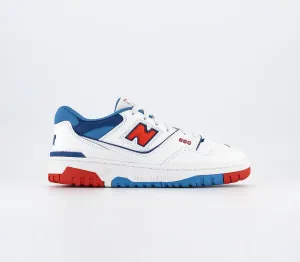 Odd Sizes - Kids New Balance BB550 Gs White Blue Navy Red - UK Sizes Right 5/Left 4