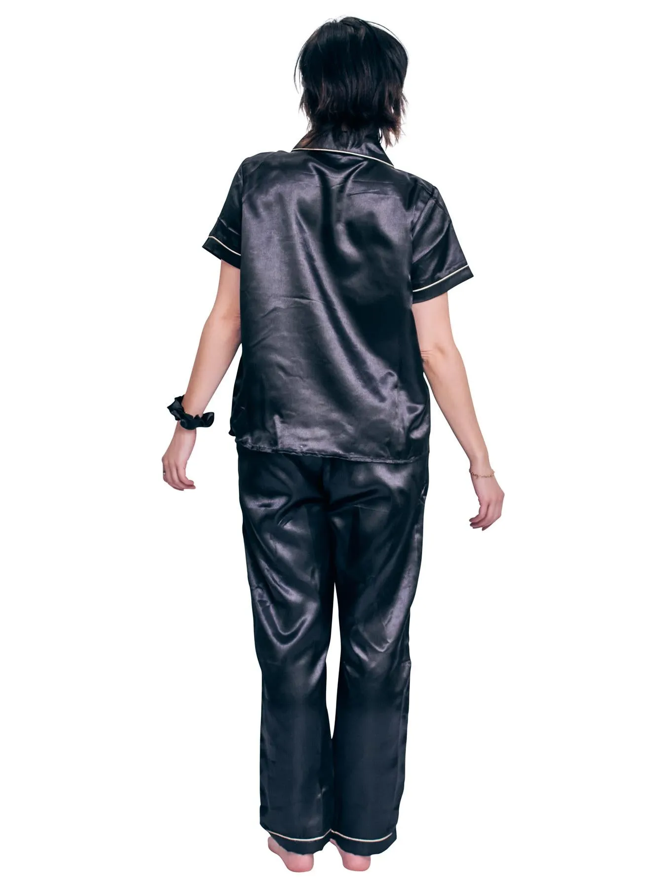 Plain Front Pocket Trim Shirt Drawstring Waistband Co-Ord Set