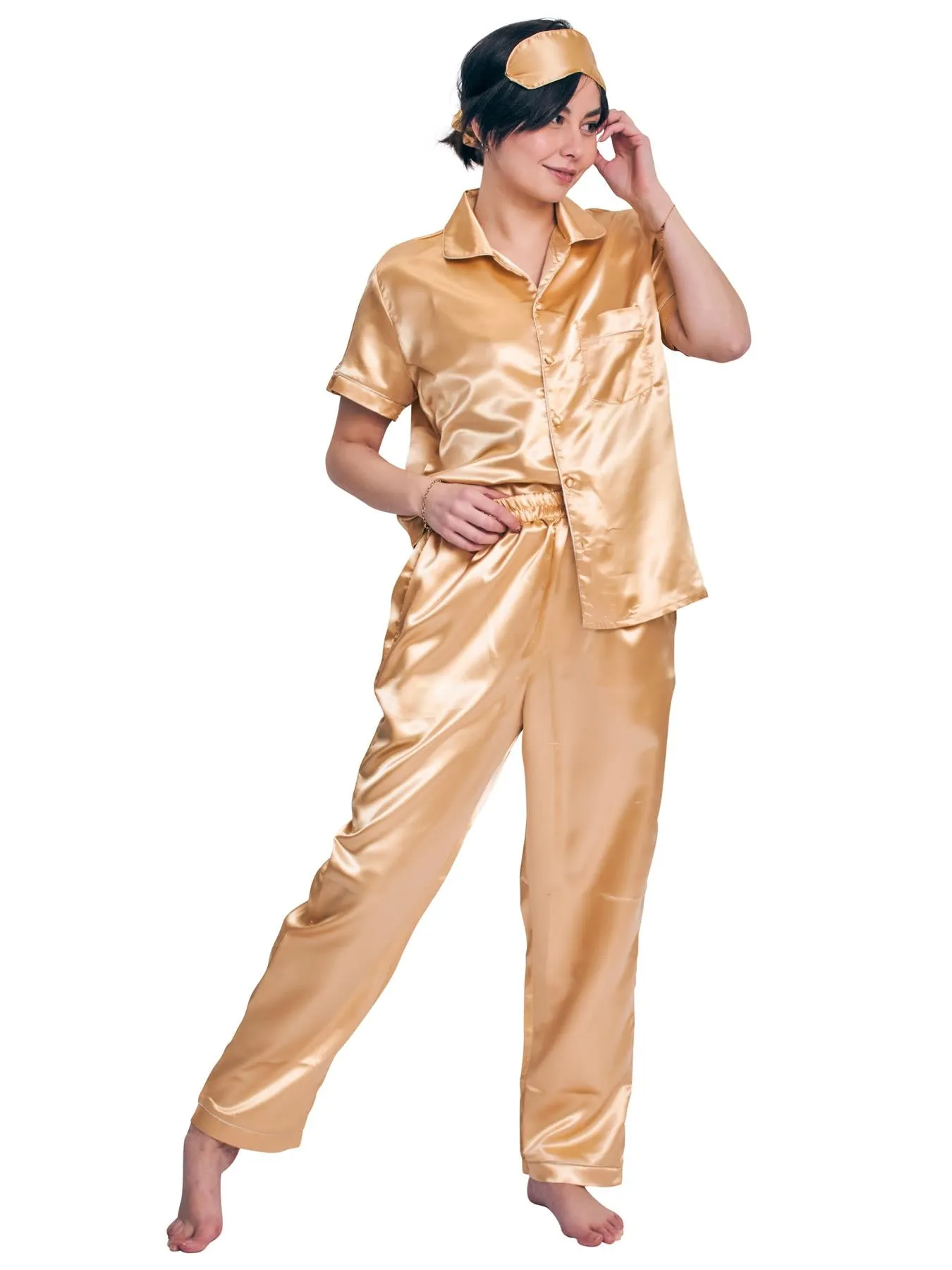 Plain Front Pocket Trim Shirt Drawstring Waistband Co-Ord Set