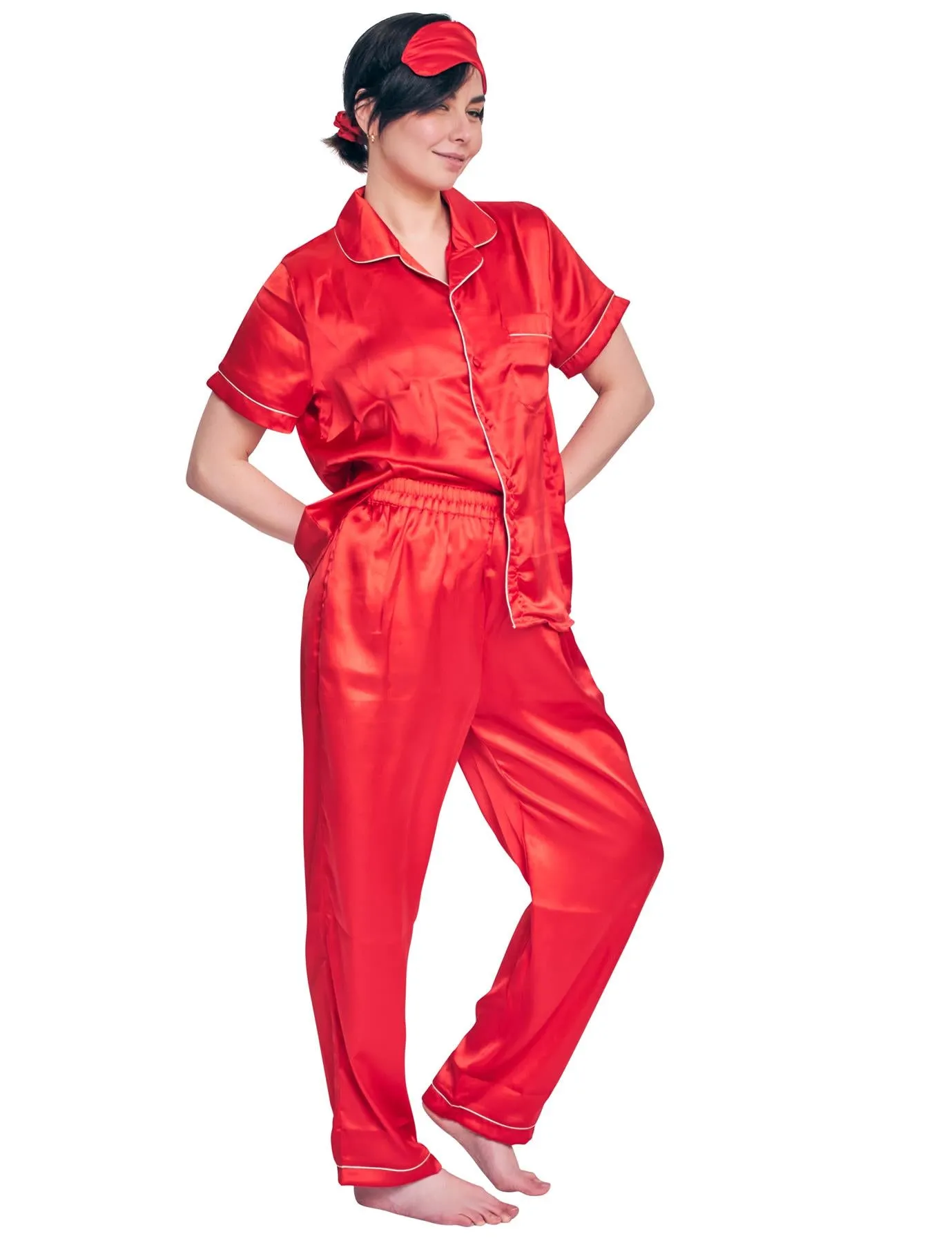 Plain Front Pocket Trim Shirt Drawstring Waistband Co-Ord Set