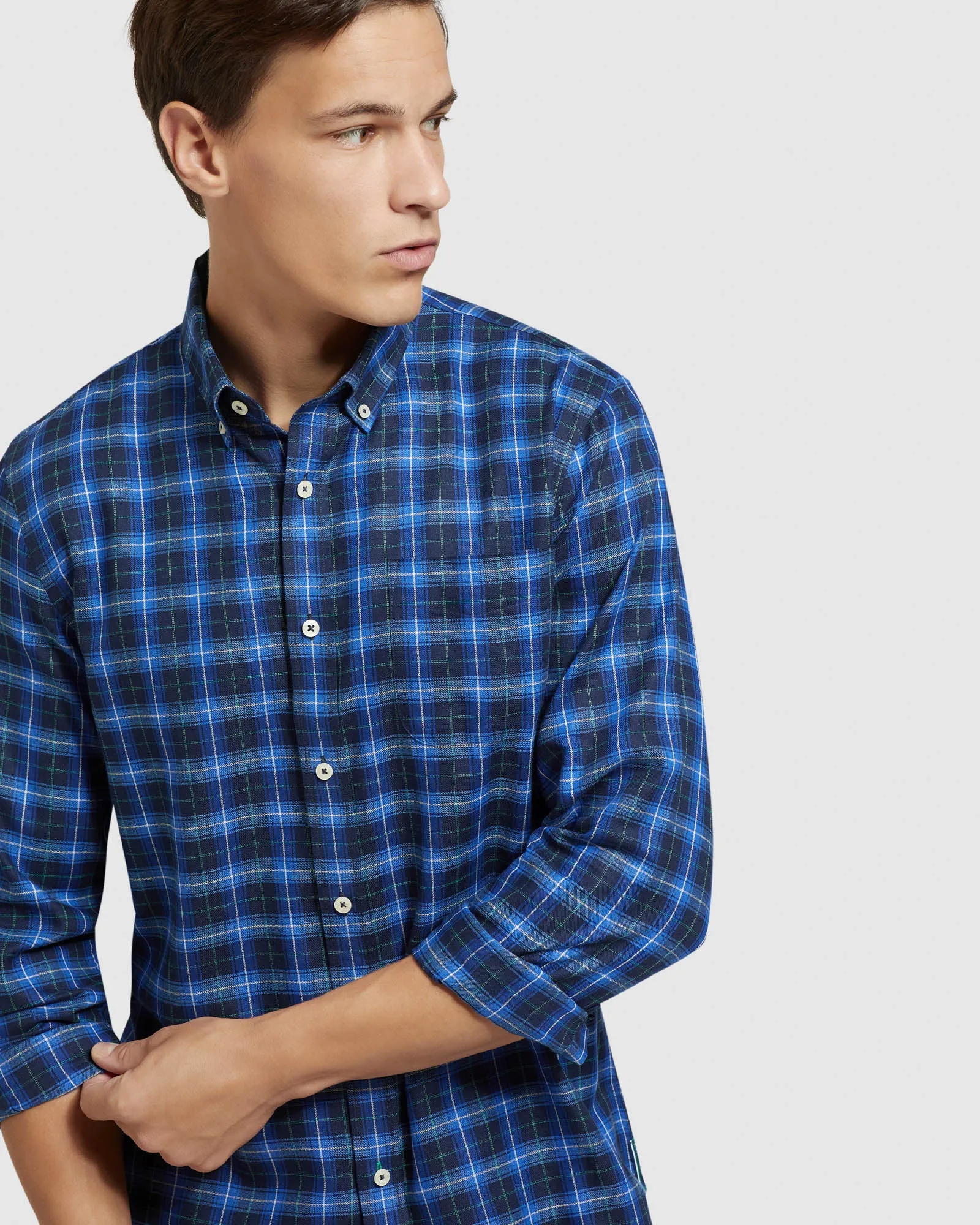 Portland Cttn/Linen Check Regular Shirt