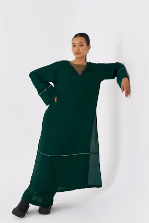 V Neck Kaftan Co ord Set of 2 Forest Green