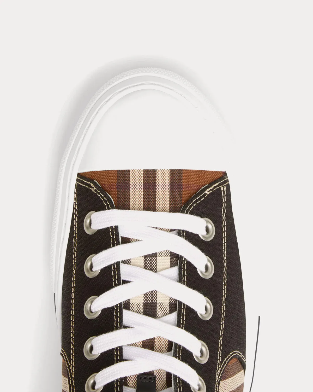 Vintage Check Cotton & Neoprene Black / Dark Birch Brown High Top Sneakers