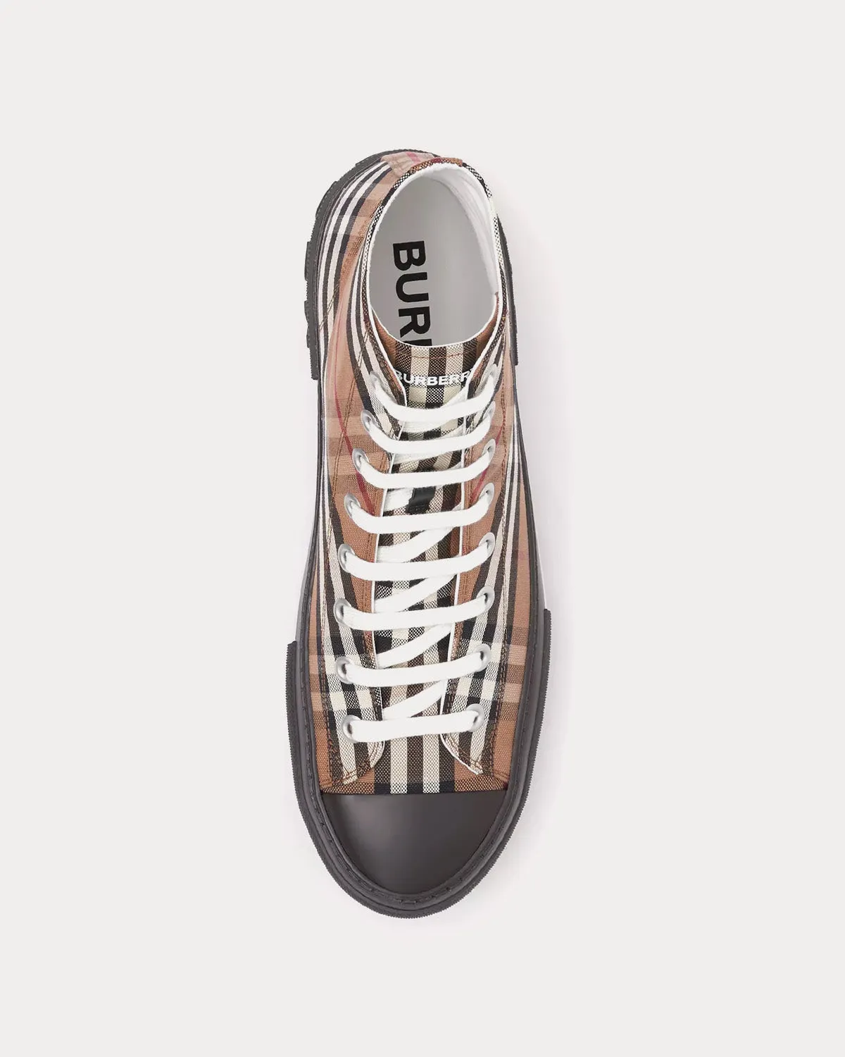 Vintage Check Cotton Birch Brown High Top Sneakers