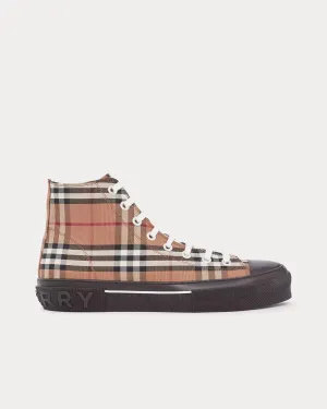 Vintage Check Cotton Birch Brown High Top Sneakers