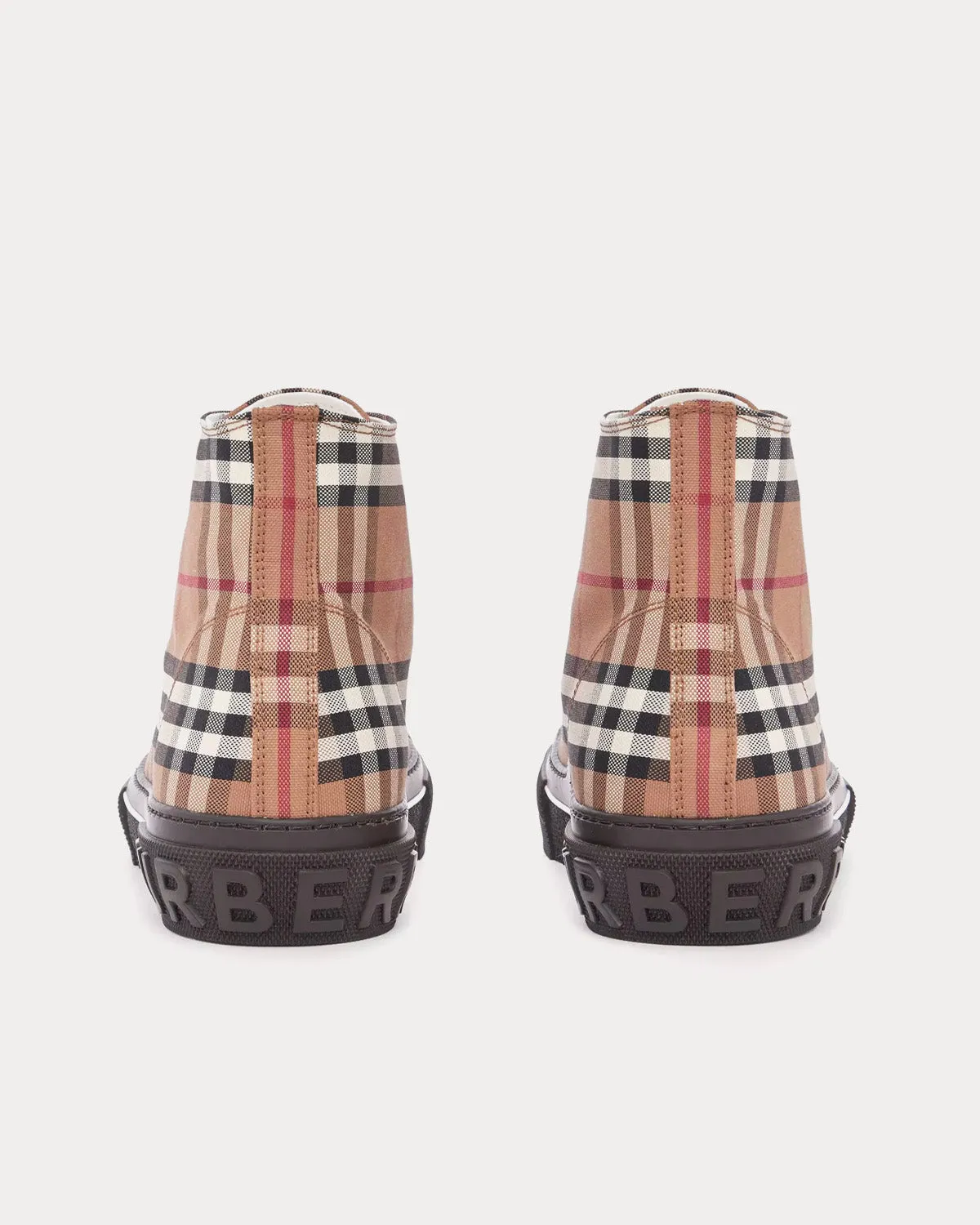 Vintage Check Cotton Birch Brown High Top Sneakers