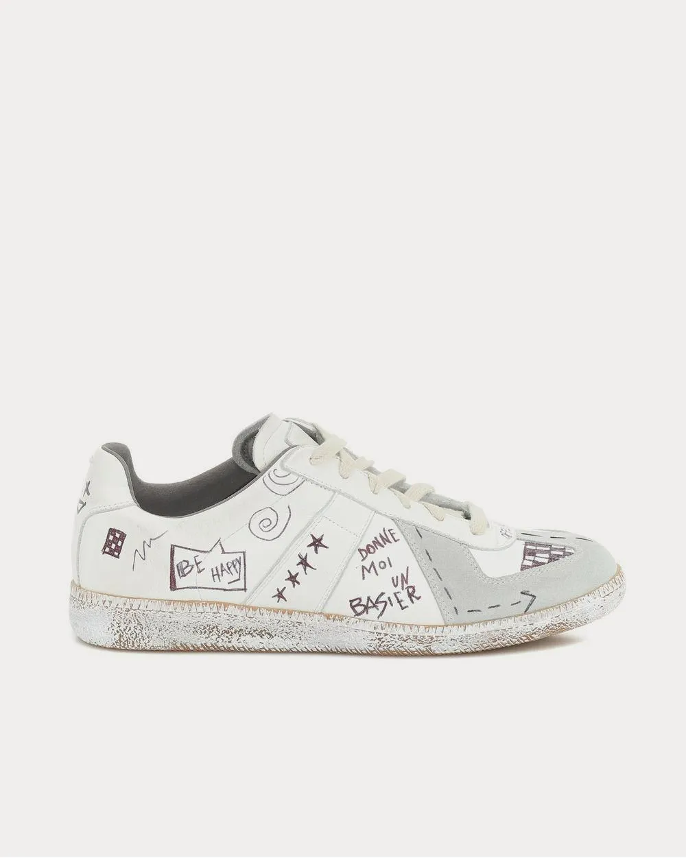 Vintage Graffiti White Low Top Sneakers