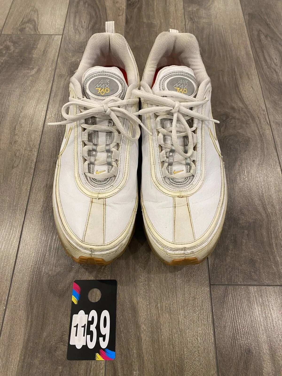 VINTAGE Nike Air Max 360 Shoes Size 12 White Gold Gum Athletic Y2K 315992-171