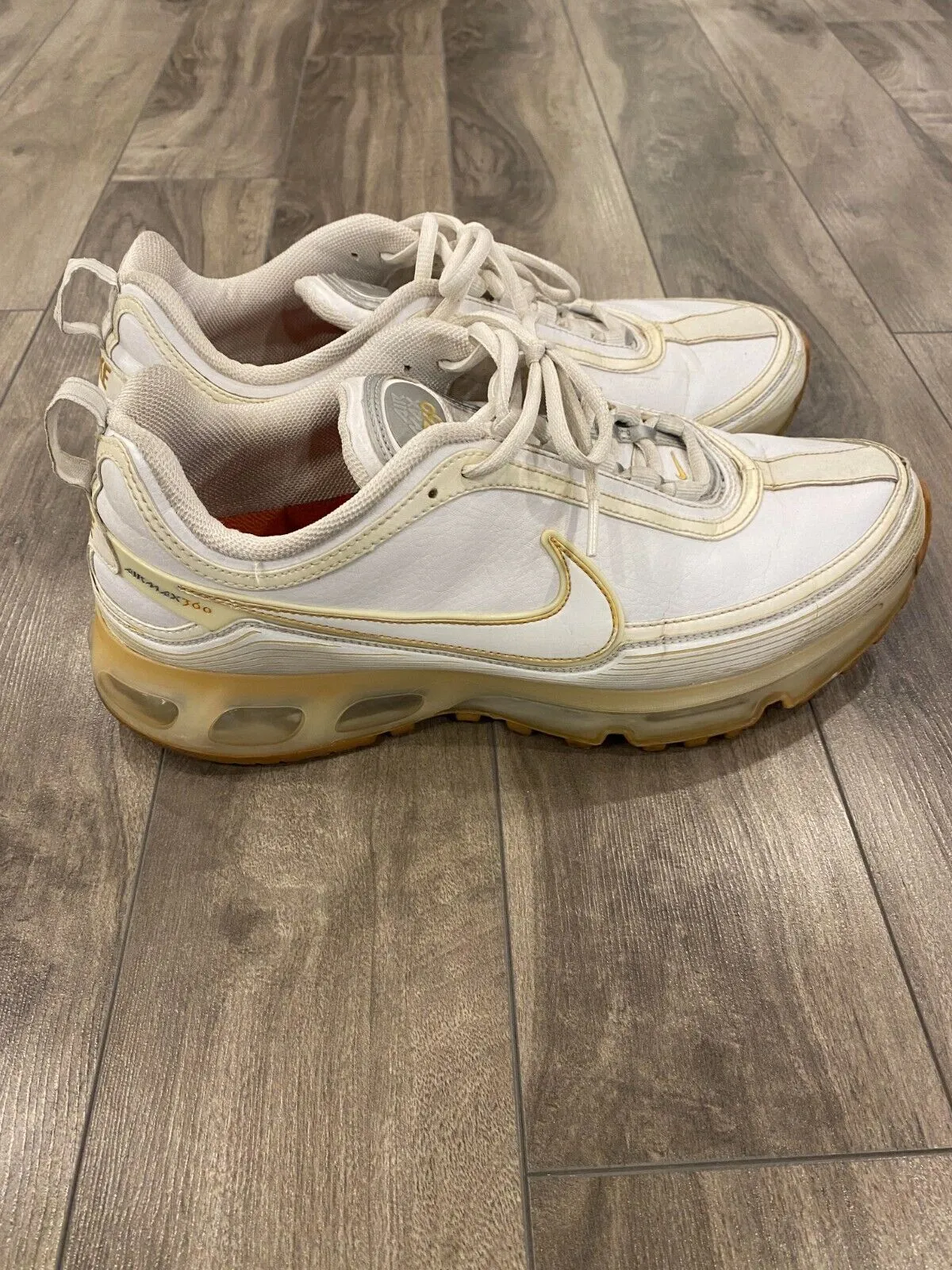 VINTAGE Nike Air Max 360 Shoes Size 12 White Gold Gum Athletic Y2K 315992-171