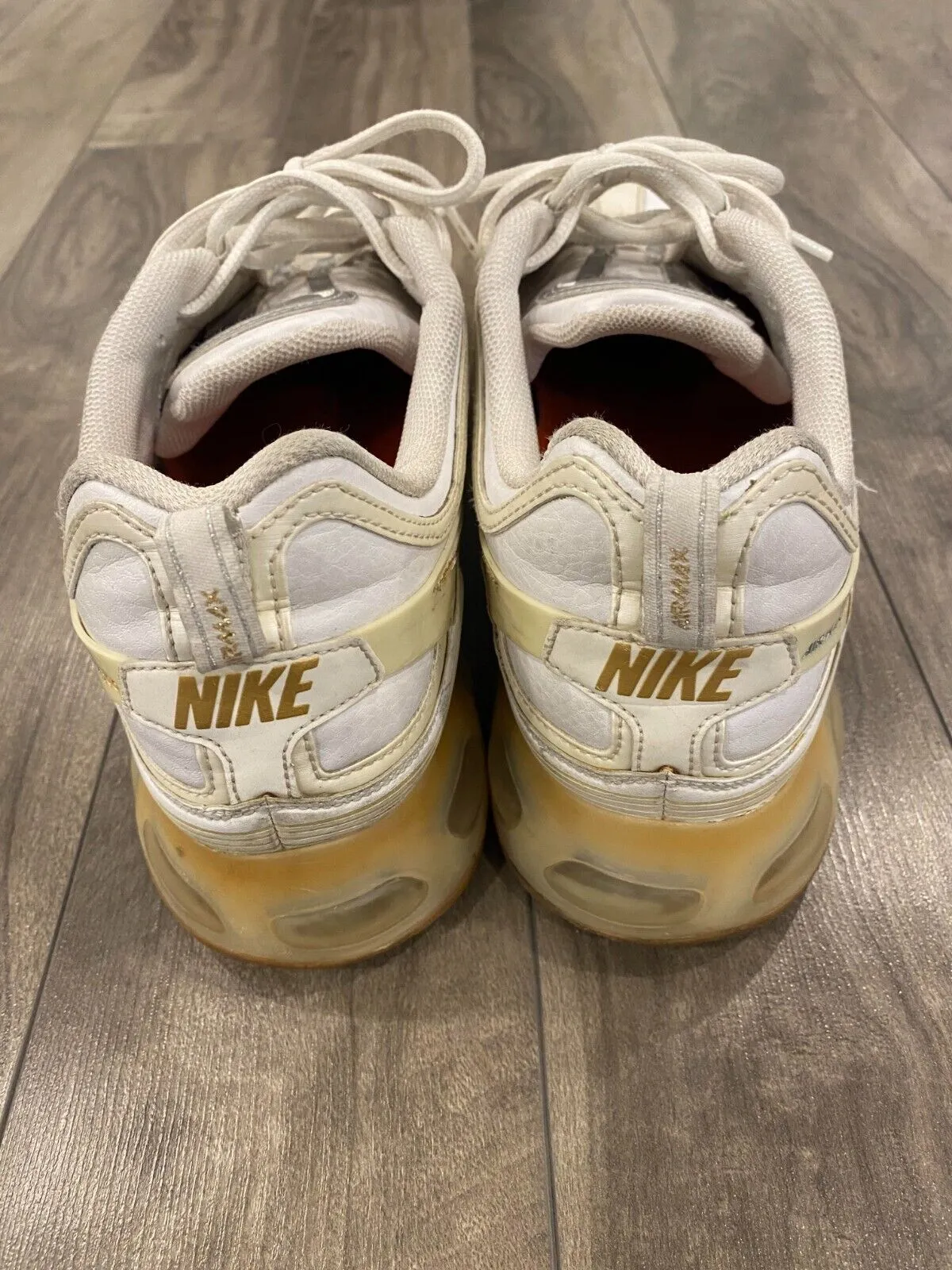 VINTAGE Nike Air Max 360 Shoes Size 12 White Gold Gum Athletic Y2K 315992-171