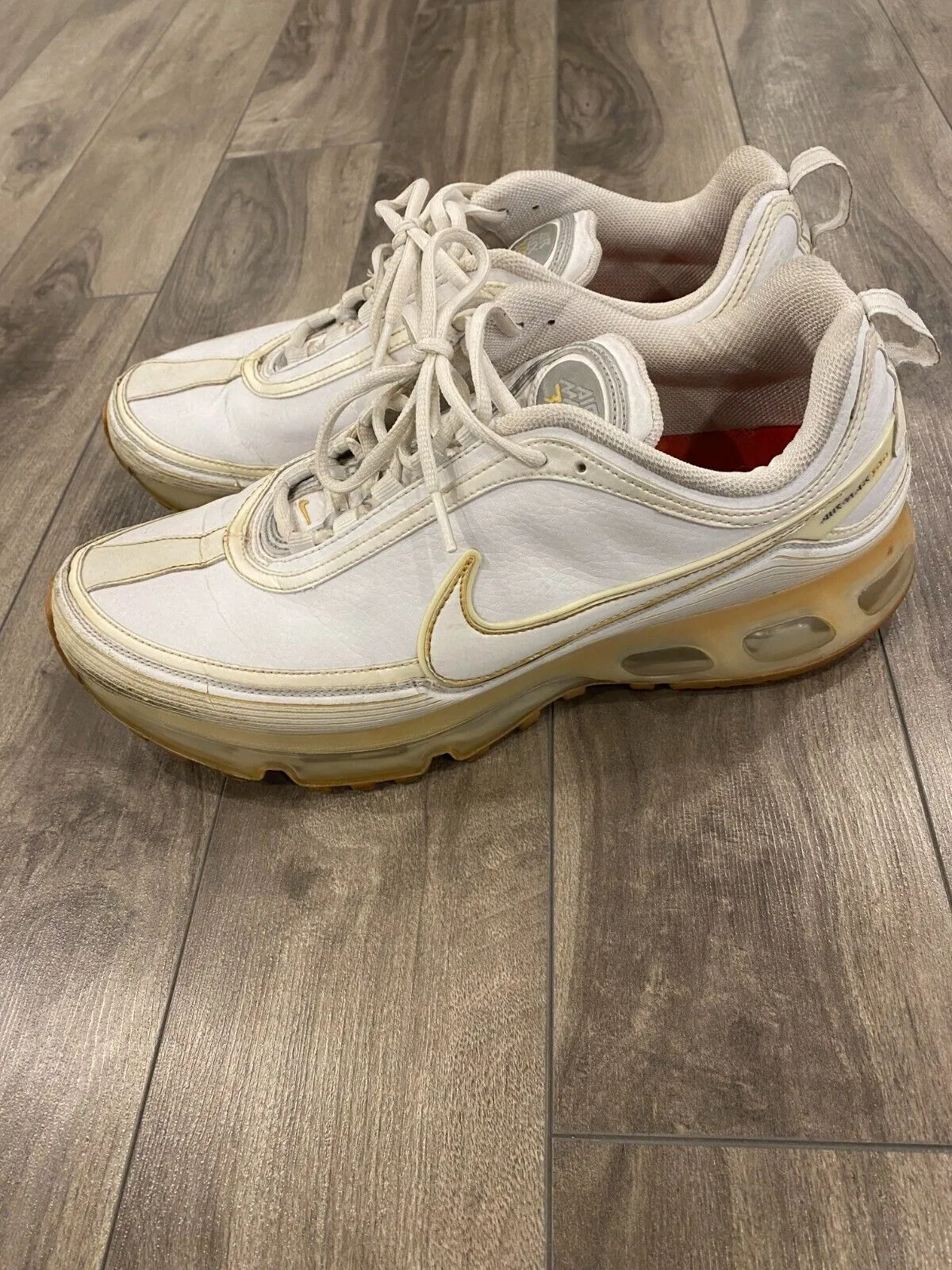 VINTAGE Nike Air Max 360 Shoes Size 12 White Gold Gum Athletic Y2K 315992-171