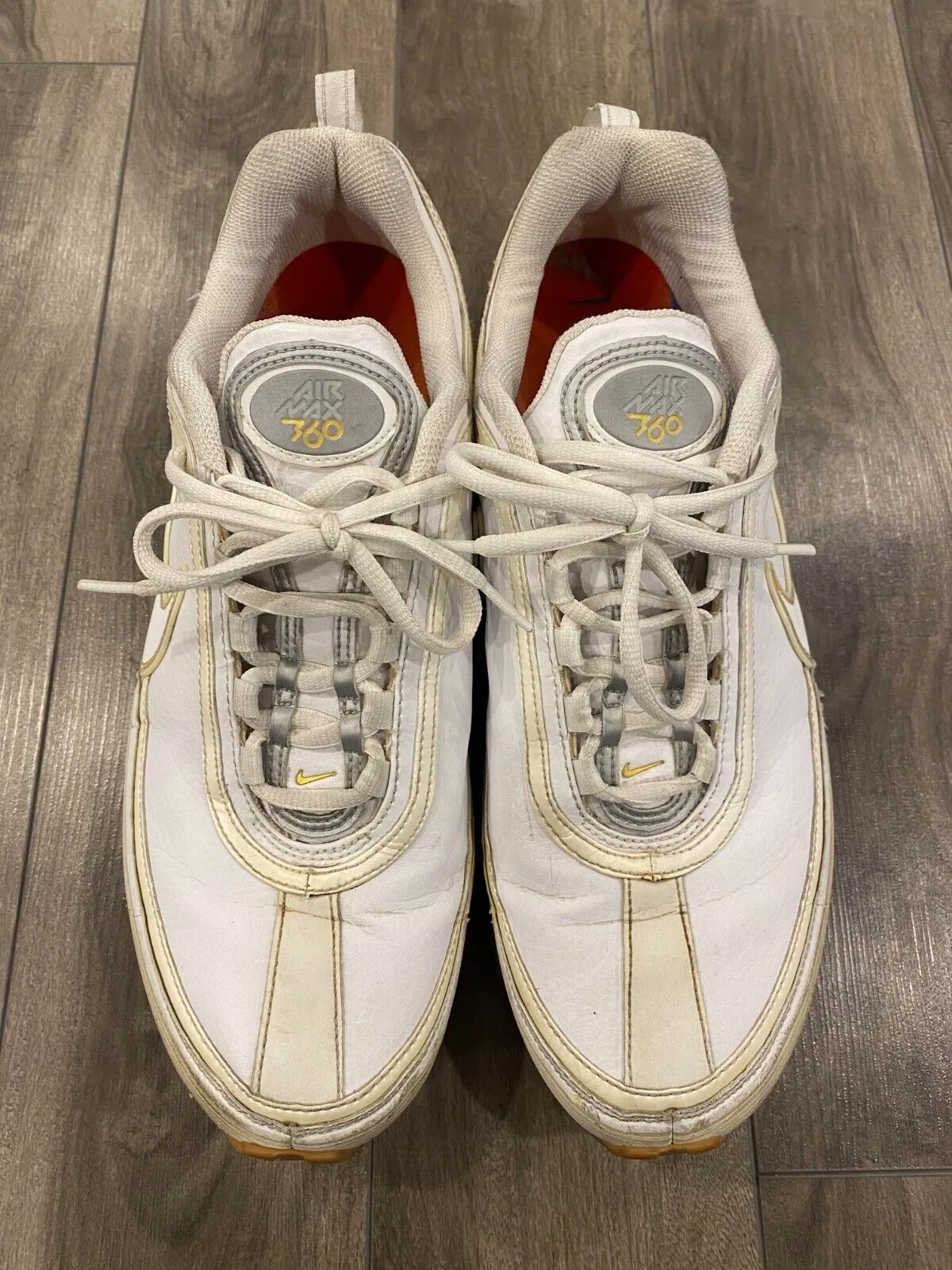 VINTAGE Nike Air Max 360 Shoes Size 12 White Gold Gum Athletic Y2K 315992-171