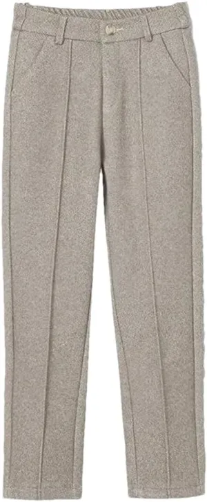 Women High Waist Wool Blend Pants Thicken Plush Lined Harem Pantalones Office Warm Ankle-Length Woolen