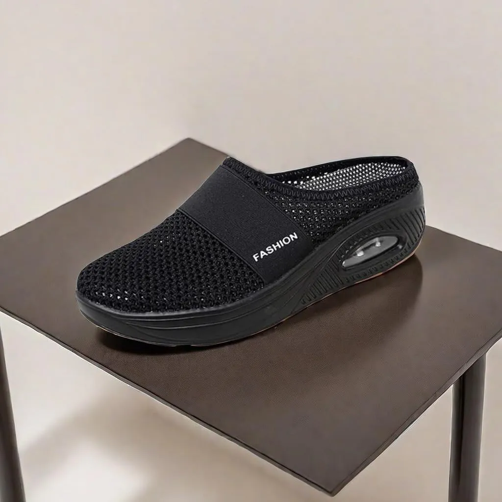 Women's Air Cushioned Arch Support Walking Shoes Mesh Orthopedic Diabetic Slippers Summer Slip-On Mule Sneakers Breathable Slippers Closed Toe Slides Outdoor Going Out Lounge